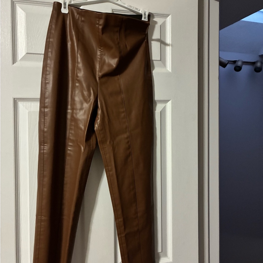 Zara Brown Faux Leather Pants